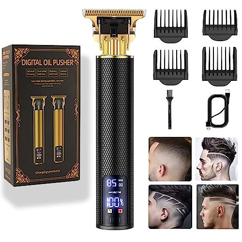 Rechargeable Men’s Hair Clippers with T-Blade & LCD Display - Black