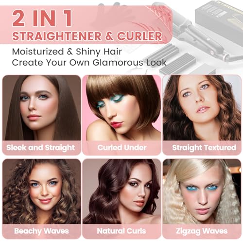 Hair Crimper for Women - Ceramic Waver Tool with 4-in-1 Flat Crimping