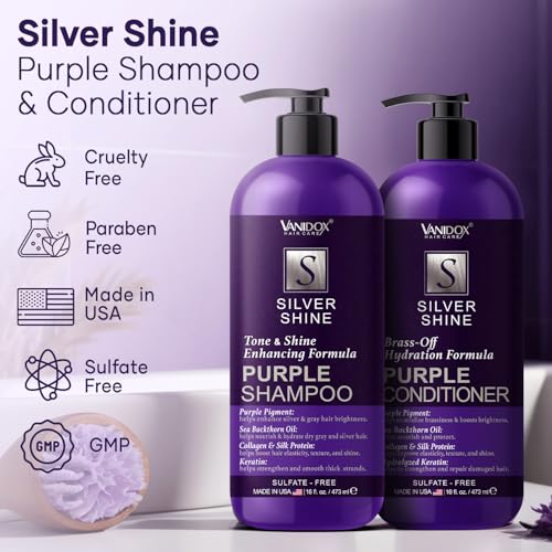 Silver Shine Set - Sulfate-Free Purple Shampoo & Conditioner for Grey & Silver Hair