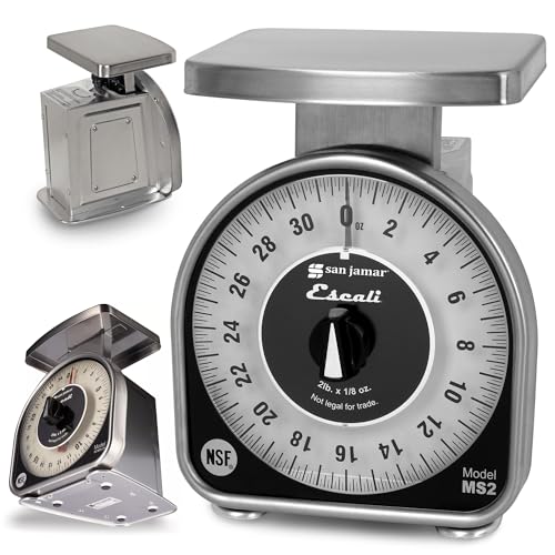 Mechanical Food Scale - Modern Silver Dial Kitchen & Restaurant Scale, 2 lb Capacity