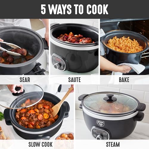 GreenLife 6QT Ceramic Nonstick Slow Cooker Black - Oven & Stovetop Safe