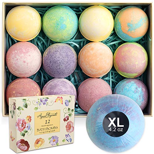 Aqua Elegante Floral Bath Bombs Gift Set of 12 Large Scented Fizzies with Shea & Coconut Oil - Flowers Variation 12