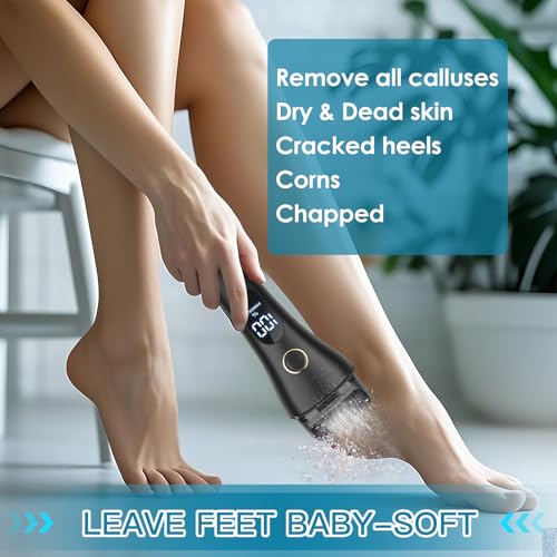 Black Electric Foot File Callus Remover Kit with 9 Grinding Heads & 3 Speed Settings