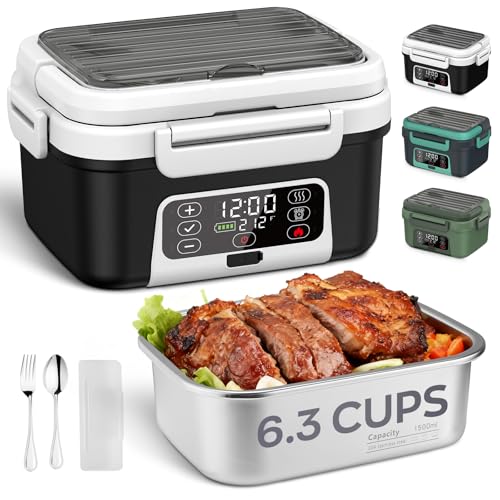 Odopok Cordless Electric Lunch Box 6.3 Cups Self-Heating with 20000mAh Battery - Black & White / 1 Pack