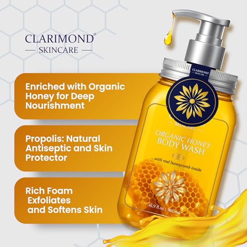 CLARIMOND Honey & Lavender Luxury Body Wash Bundle | Paraben, Phthalate, & Sulfate Free Shower Gel