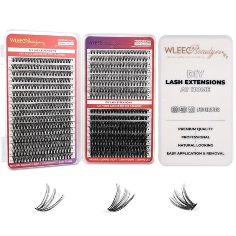 640PCS Lash Clusters 30D 40D 50D DIY Lash Extensions Kit with Lash Bond and Seal, Lash Remover and Lashes Tweezers, 10-18mm Individual Lashes D Curl DIY Lash Extension at Home