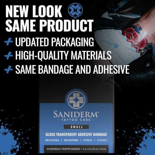Saniderm Tattoo Aftercare Bandage 4 x 4 Inch Small Pack - 10 Sheets