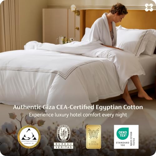 Bedsure 100% Giza Egyptian Cotton Duvet Cover King 104x90 – Gradient Brown Variation 09