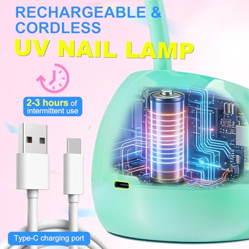 Mini UV Nail Lamp with Gooseneck & Rechargeable Battery - Blue