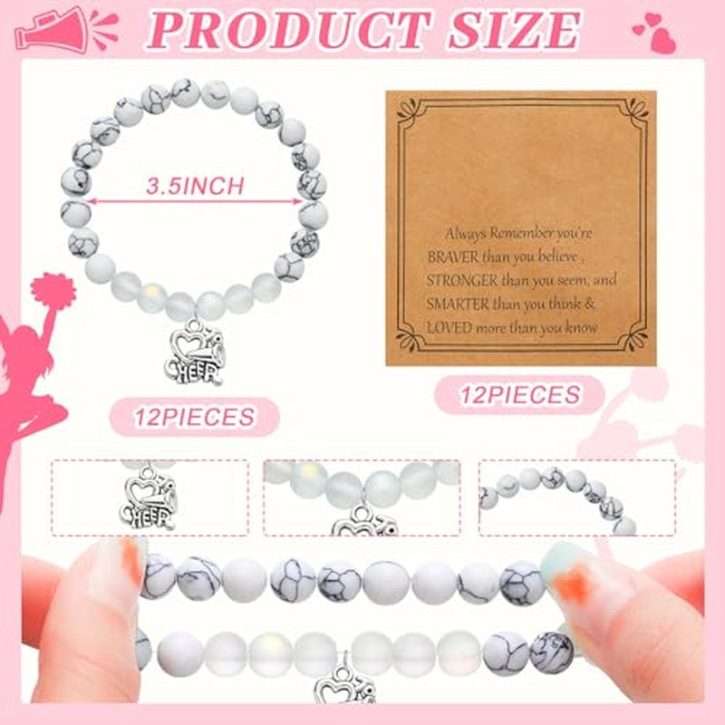36 Pcs Cheerleader Gifts Set Including Portable Zipper Cheer Makeup Bag, Compact Mirror, Cheer Bracelet - Party Favors for Women Cheerleading Team