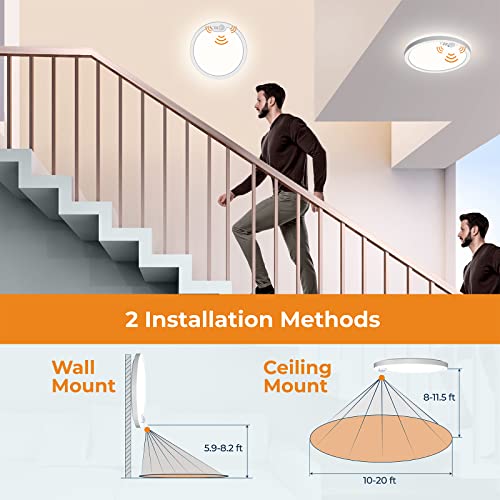 8.7 Inch 4-Pack White LED Motion Sensor Ceiling Lights with Adjustable Color Temperature