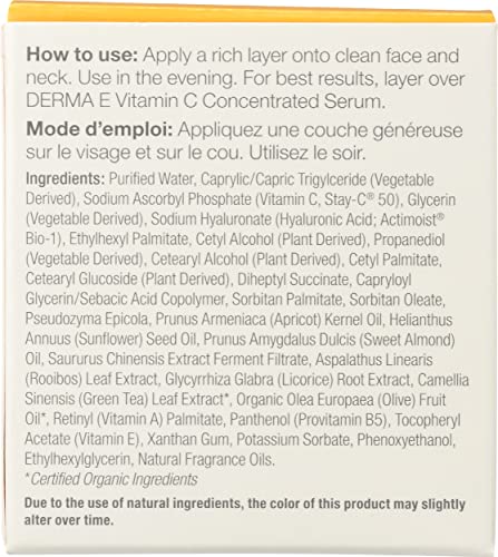 Vitamin C Night Cream - Paraben-Free Vegan Hydrating Skin Care 2oz