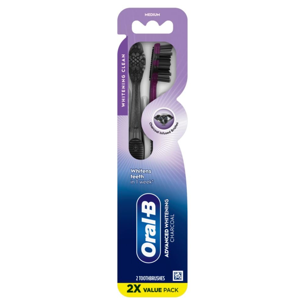 Oral-B Charcoal Toothbrushes, Medium 2ct