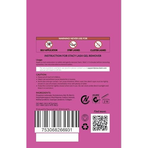 Pure Gel Remover 15ml & Stacy Lash STL-3 Isolation F-Shaped Tweezers/GBL Free/Fast Lash Adhesive Dissolution time - 60 Sec/Precision Stainless Steel Tool/Straight Tips/Professional Supplies