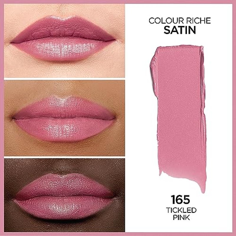 L'Or?al Paris Colour Riche Original Creamy, Hydrating Satin Lipstick Bundle with Argan Oil and Vitamin E, Tickled Pink, Fairest Nude, 1 Count Each