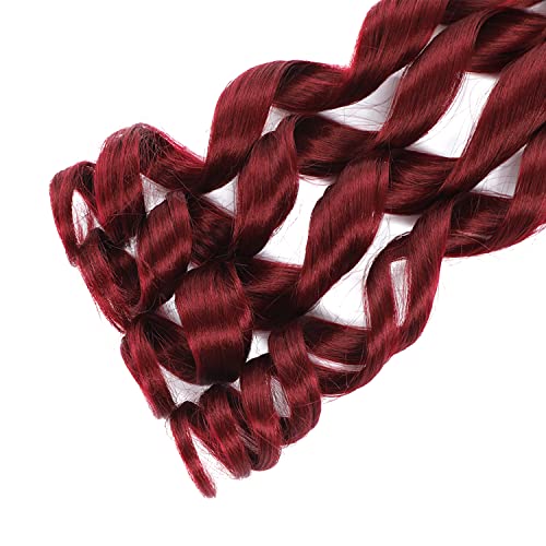 French Curly Braiding Hair Burgundy 24 Inch 8 Packs for Black Women