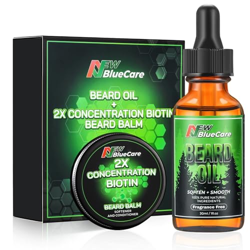 Beard Oil and Beard Balm for Men - Beard Growth Kit for Beard Soften and Moisture - Natural & Organic Jojoba, Argan, Shea Butter - Beard Care Kit for Dad, Husband, Boyfriend, Green