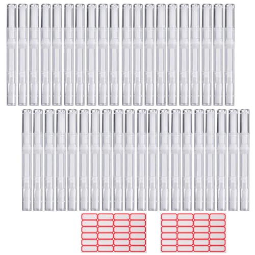 40 Pack Empty Cuticle Oil Pens with Stickers – 3ml Nail & Lip Oil Applicators