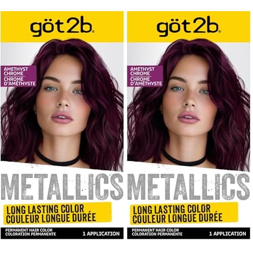 got2b Metallics Permanent Hair Dye, Amethyst Chrome M69, Hair Color for Women & Men, Formulated with Metallic-Shine Booster for Cool, Shimmering Tones, Lasts Up to 30 Washes, 1 Kit (Pack of 2)