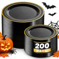 Black and Gold Disposable Plastic Plates Set for Parties - Heavy Duty, 200 Pieces - Halloween, Wedding, Birthday