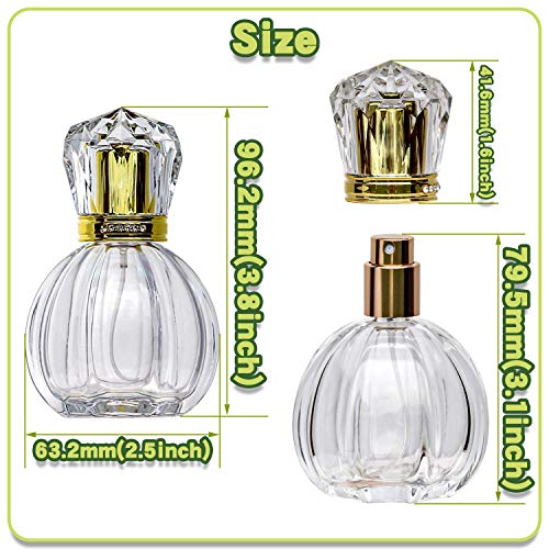 2PCS Refillable Vintage Pumpkin-Shaped Glass Perfume Spray Bottles 50ML with Gold Nozzle