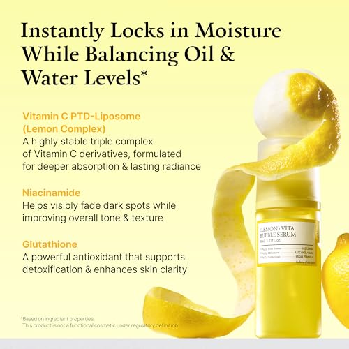 Lemon Vita Bubble Facial Serum - Organic Jeju Lemon & Vitamin C for Glow & Hydration, 3.21 fl oz