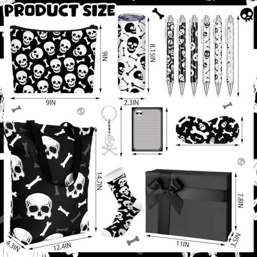 Wonderjune 14 Set Christmas Skeleton Gift Gothic Gifts for Boy Boo Basket Stuffers - Skeleton Spooky Gothic Gifts Xmas Party Box Basket for Kids Teens Man Mom Friend Sister