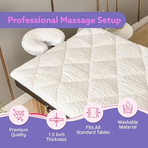 Double-Sided Massage Table Pad 76x34in Plush Fleece & Microfiber Cover, Spa Bed Topper