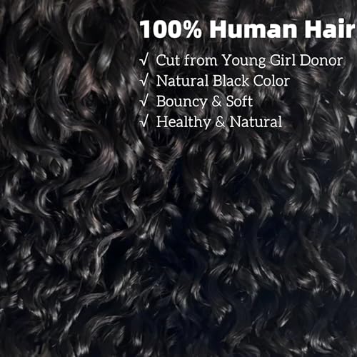 Jasperel Burmese Curly Human Hair Extensions 14 Inch Natural Black Water Wave Bundles