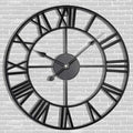 Black 30 Inch Large Roman Numeral Wall Clock - Antique Metal Decor, Waterproof Indoor Outdoor