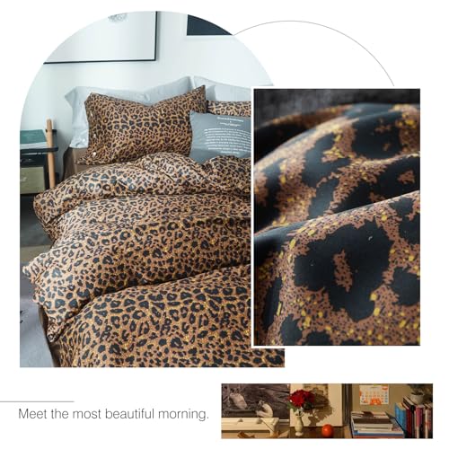 Animal Cheetah Print Queen Comforter Set 3 Pieces - Microfiber Bedding with Pillowcases - Leopard Pattern, All Seasons - Variation 1#