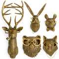UITWMKTG 5 Pack Gold Animal Wall Decor Set - Deer, Rabbit, Mouse, Bear, Fox Wall Sculptures