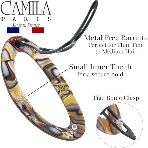 French Hair Barrette Clip Onyx 3x2 Inch Handmade No Slip Strong Hold