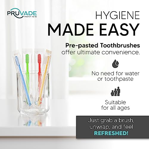 Mint Fresh Disposable Toothbrushes with Toothpaste - 100 Pack, Individually Wrapped