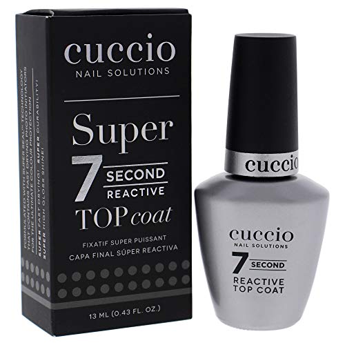 Cuccio Colour Super 7 Second Nail Top Coat - Super Quick Drying Formula - Creates A High Gloss Finish With Incredible Long-Lasting Durability - Formulated With Super Seal Technology - 0.43 Oz
