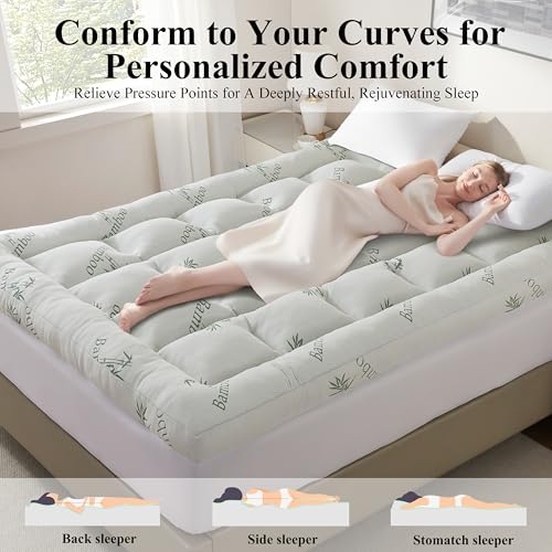 White Queen Size Memory Foam Mattress Topper with Gel Cooling & Support - 3 Inch
