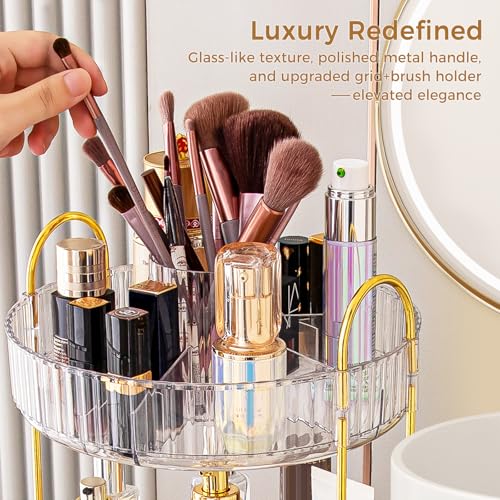 BEFSOP 3 Tier Rotating Makeup Organizer, Clear Cosmetic & Perfume Storage