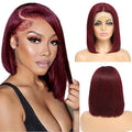 10 Inch Burgundy Red Lace Front Wig - 99J Bob Human Hair 13x4 HD Frontal Short Wig for Black Women