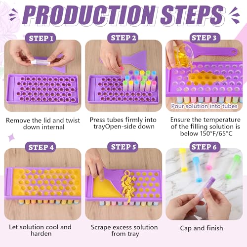 Colorful 100 Pcs Lip Balm Tubes Kit with Filling Trays & Spatulas - DIY Lipstick Containers