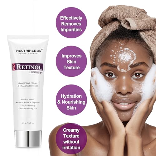 Neutriherbs PRO Retinol Face Wash, Daily Facial Cleanser for Anti-Aging, Nourishing, & Moisturizing with Amino Acid Foam, Hyaluronic Acid, and Vitamin E ? 4 fl. oz.