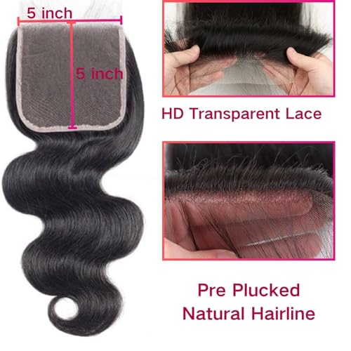 5x5 Body Wave Lace Closure 10 Inch - Virgin Remy Human Hair for Black Women