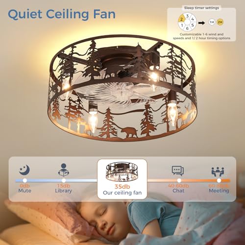 Farmhouse Bronze Ceiling Fan with Light & Remote Control - 18 Inch