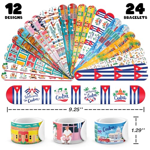 96 PCS Cuba Party Favors Set ? 72 Pre-Cut Temporary Tattoos & 24 Slap Bracelets, Perfect for Havana Nights, Cultural Festivals & Travel-Themed Celebrations