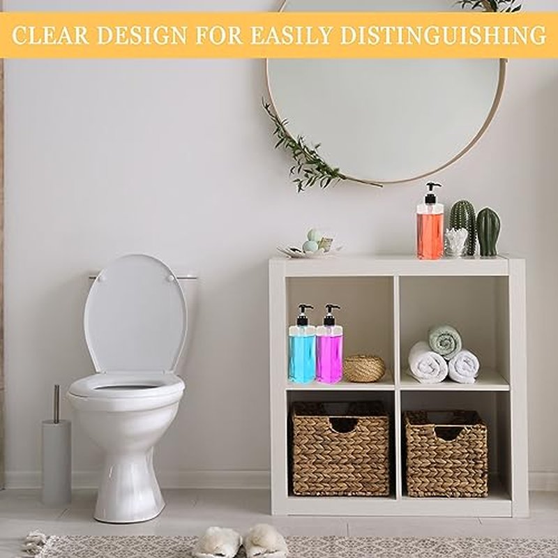 20 Pack 16oz/ 500ml Plastic Empty Bottles Refillable Shampoo Containers with Pump Lightweight Square Soap Dispenser Bottles for Essential Lotions, Shampoos, Conditioner, Massage Oil (Clear, Black)