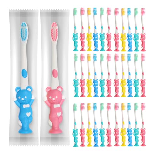 100pcs Kids Disposable Toothbrush Set - Individually Wrapped, Soft Bristles, 4 Colors for Children 2+ - BPA Free