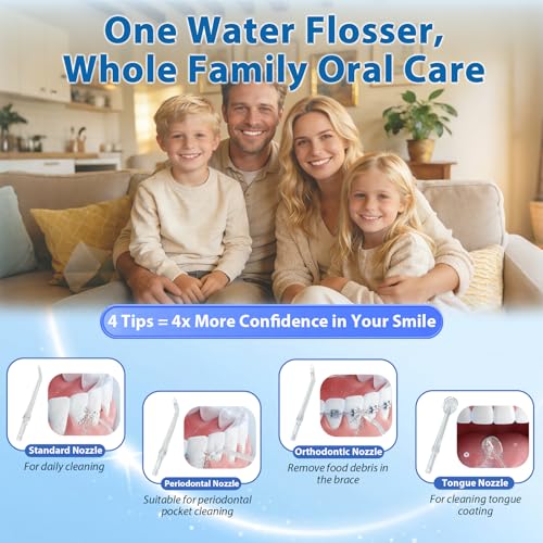 Cordless Water Flosser 300ML Rechargeable Dental Pick for Braces - White