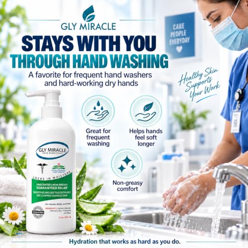 GLY MIRACLE Unscented High-Glycerin Body Lotion 12 oz Pump - Non-Greasy Moisturizer