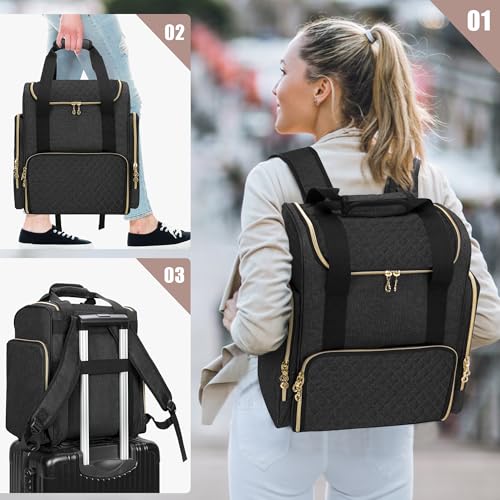 LUXJA Makeup Backpack with 3 Removable Cases and 1 Makeup Brush Bag, Large Makeup Bag Cosmetic Bag with Multiple Storage Sections (Patented), Black