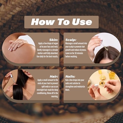 Pure Argan Oil for Hair & Skin - 16 Fl Oz, Cold Pressed, Natural Moisturizer