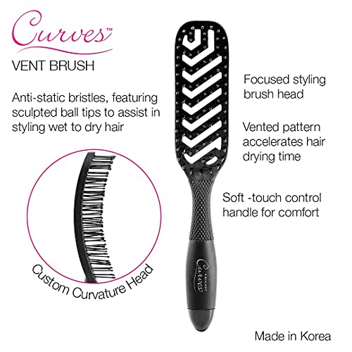 Cricket Curves Vent Hair Brush for Blow Drying and Styling Anti-Static Nylon Bristle Hairbrush for Long, Short, Thick, Thin, Curly, Straight, Wavy, Wet to Dry Hair - Ideal for Women, Men & Stylists